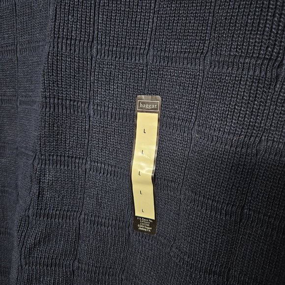 Haggar Golf Sweater Vest V-Neck Mens Large Navy Blue Patterned - Picture 2 of 6